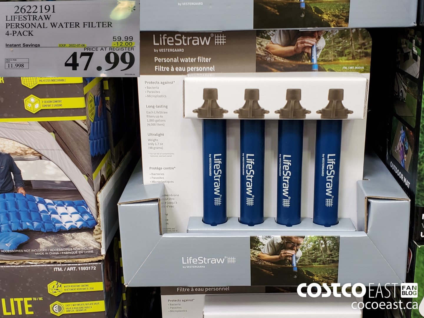 2622191 LIFESTRAW PERSONAL WATER FILTER 4-PACK ($12.00 INSTANT SAVINGS EXPIRES ON 2022-07-06) $47.99