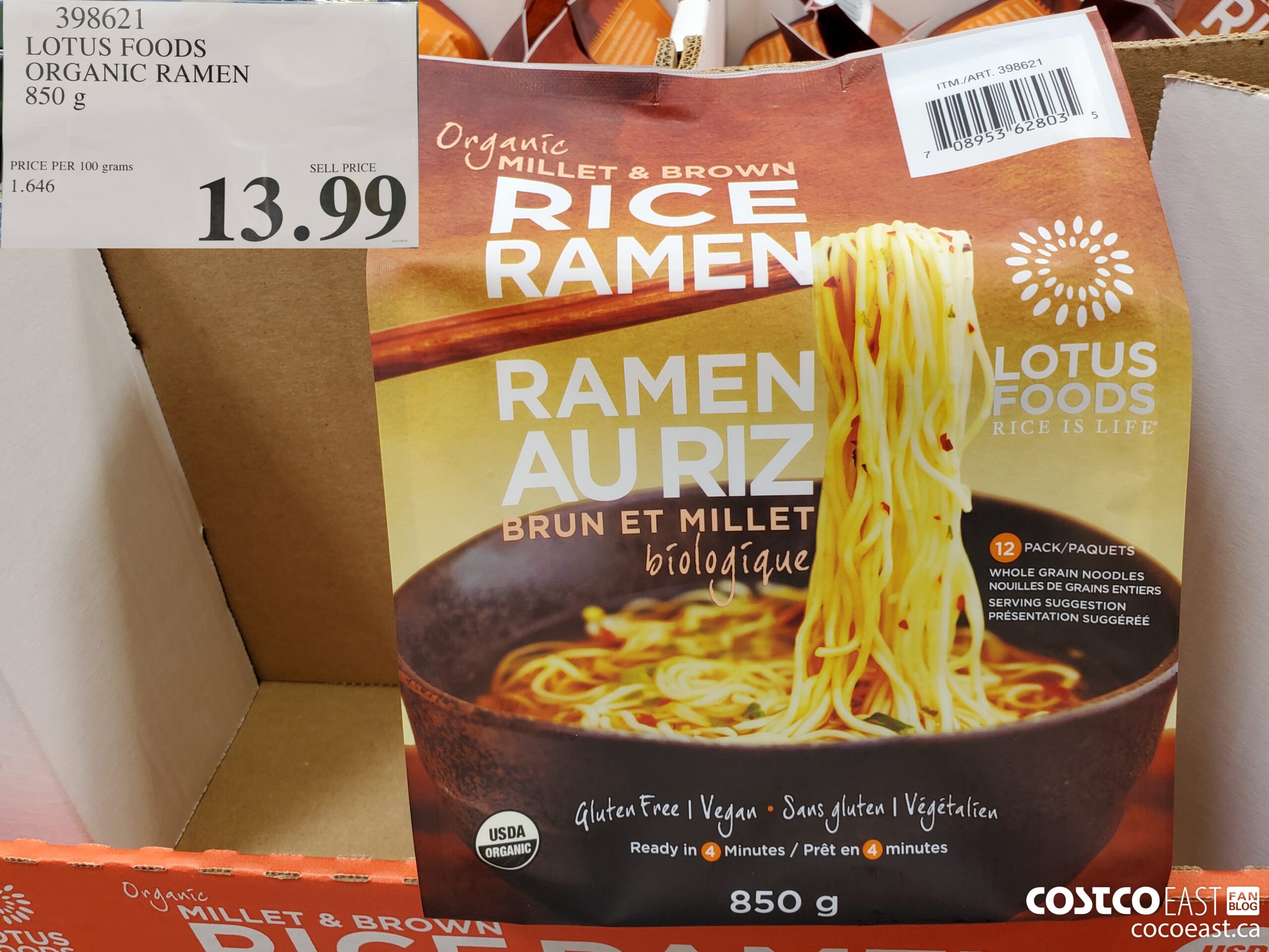 398621 LOTUS FOODS ORGANIC RAMEN 850 g $13.99
