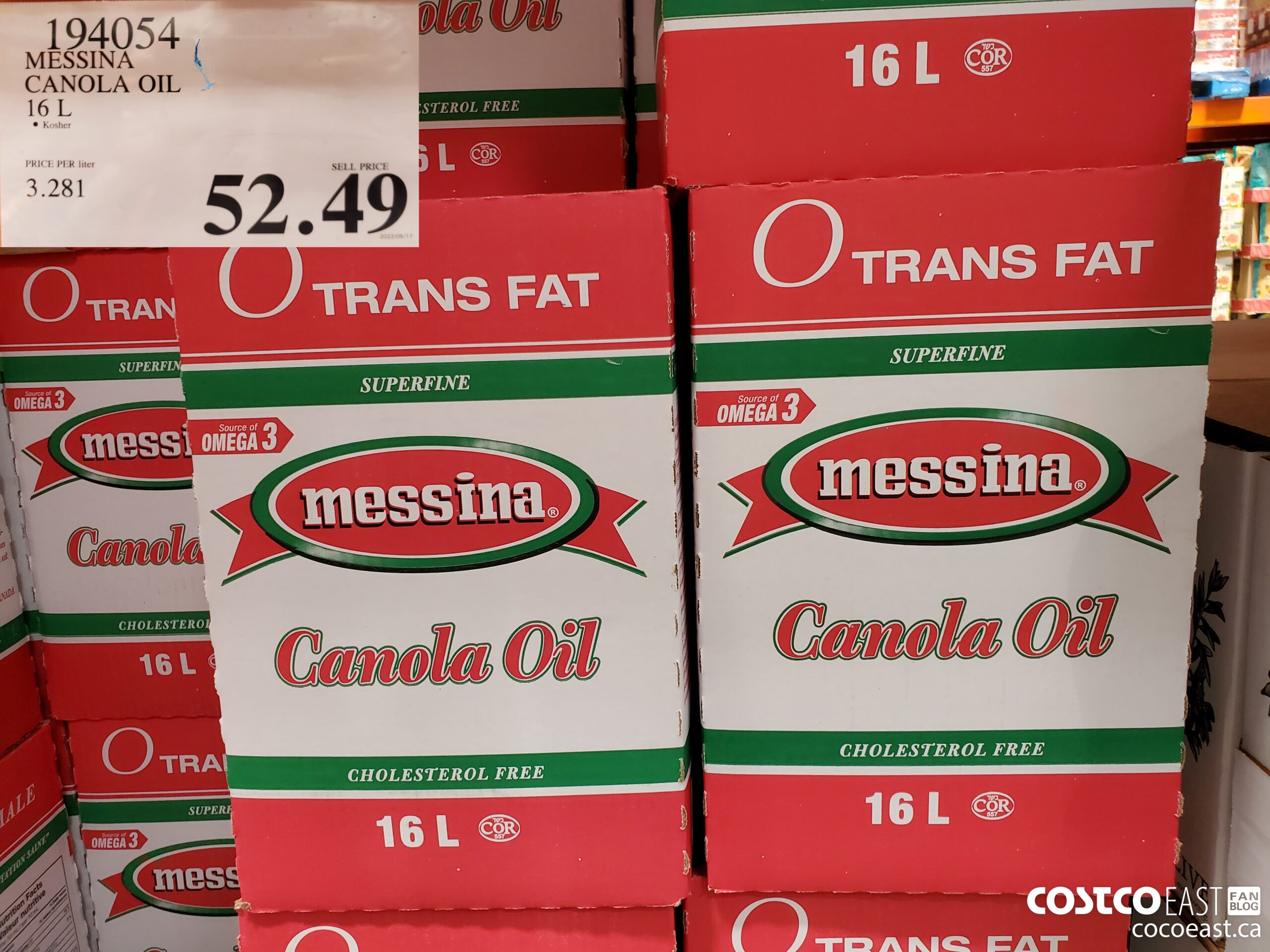194054 MESSINA CANOLA OIL 16 L $52.49