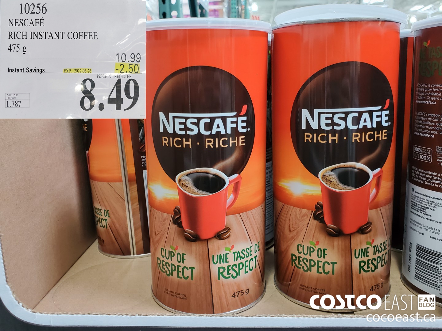 10256 NESCAFE RICH INSTANT COFFEE 475 G ($2.50 INSTANT SAVINGS EXPIRES ON 2022-06-26) $8.49