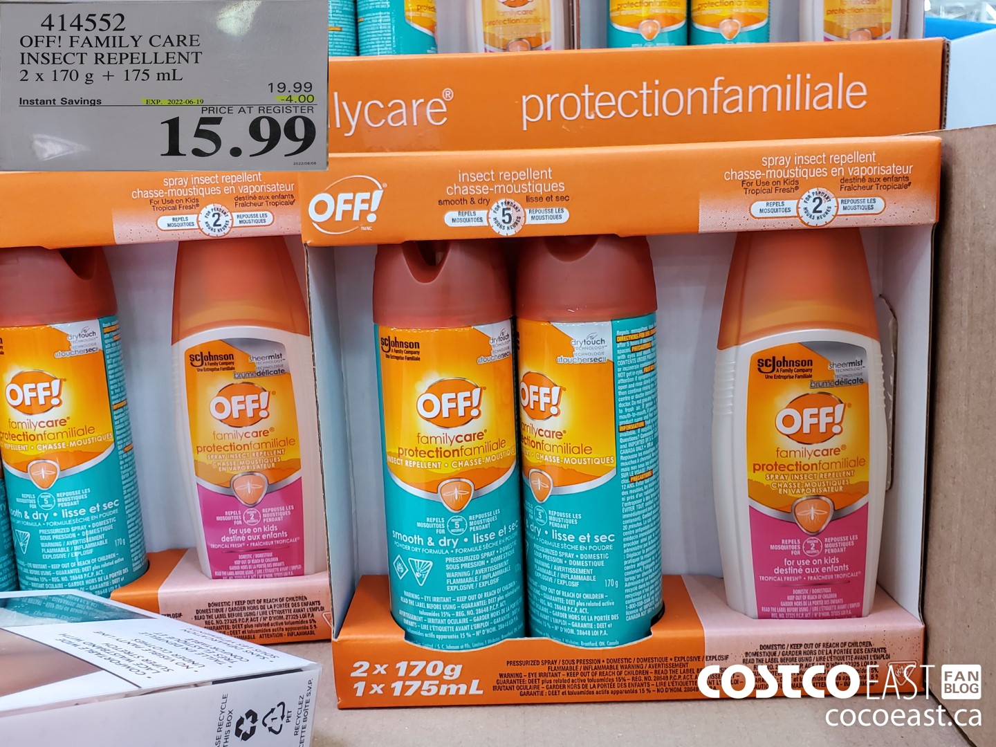 414552 OFF! FAMILY CARE INSECT REPELLENT 2 x 170 G + 175 ML ($4.00 INSTANT SAVINGS EXPIRES ON 2022-06-19) $15.99