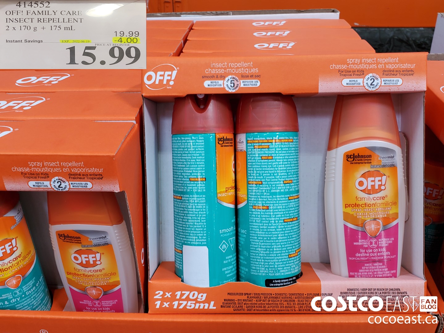 414552 OFF! FAMILY CARE INSECT REPELLENT 2 x 170 G + 175 ML ($4.00 INSTANT SAVINGS EXPIRES ON 2022-06-19) $15.99