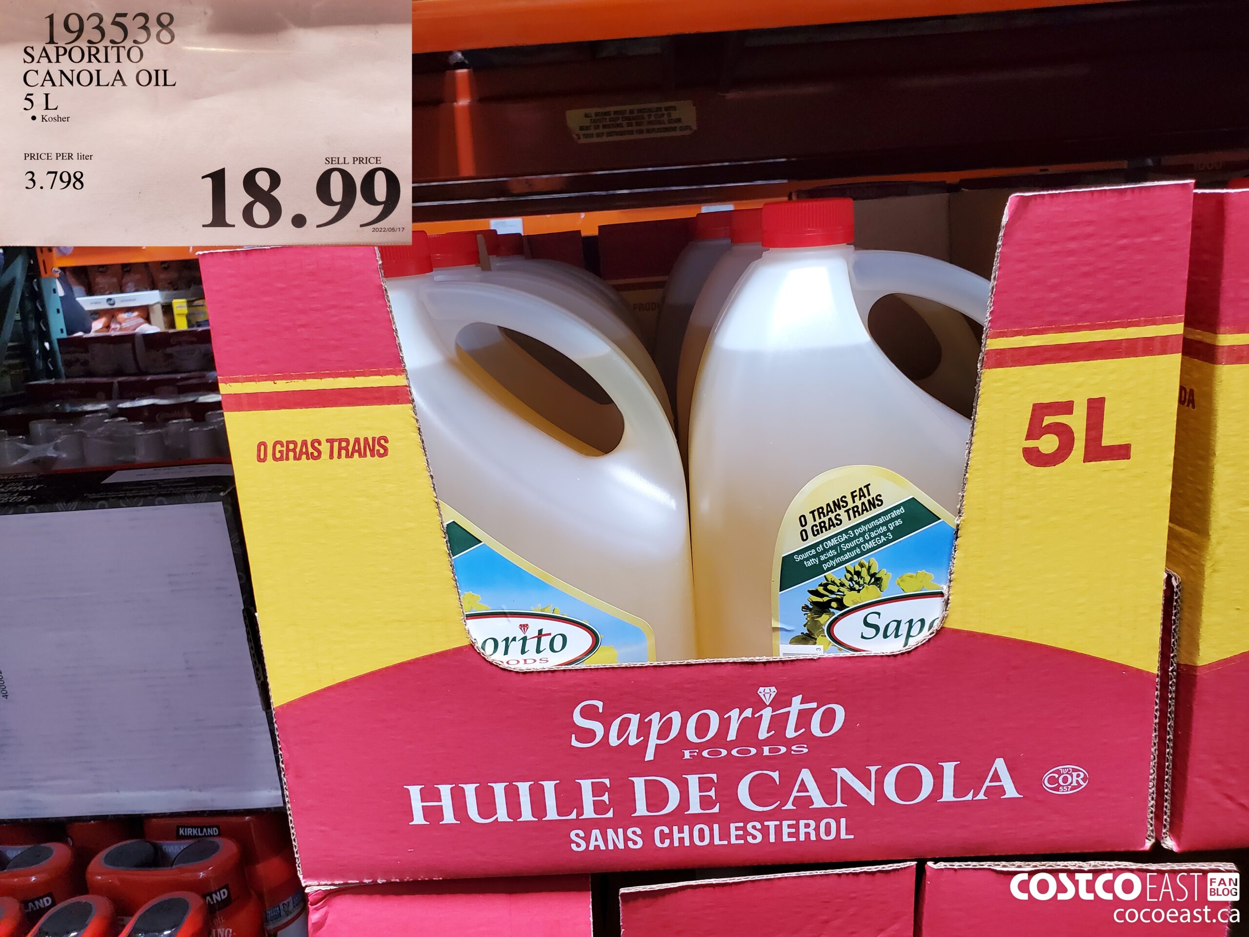 193538 SAPORITO CANOLA OIL 5L $18.99