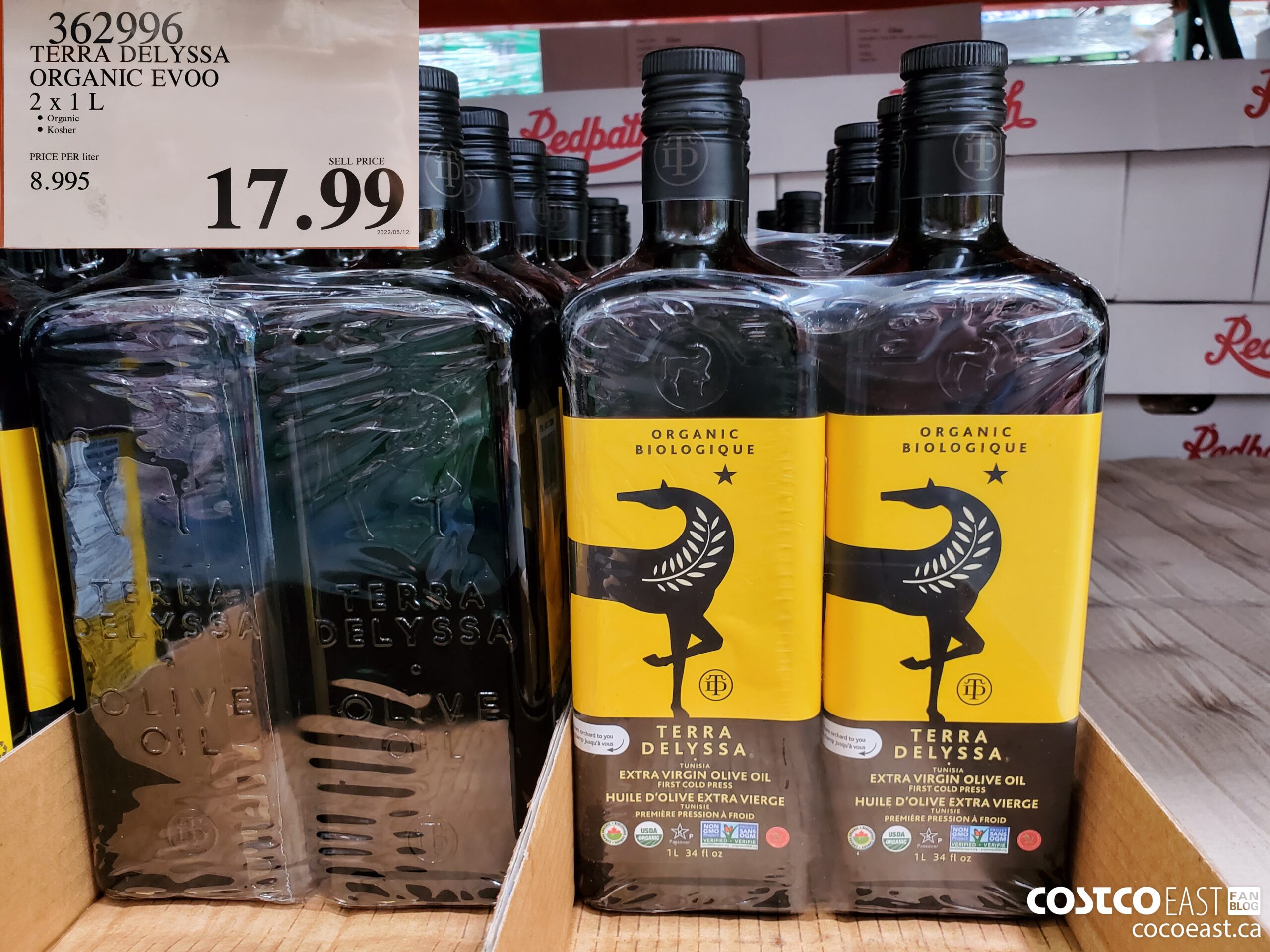 362996 TERRA DELYSSA ORGANIC EVOO 2 X 1L $17.99