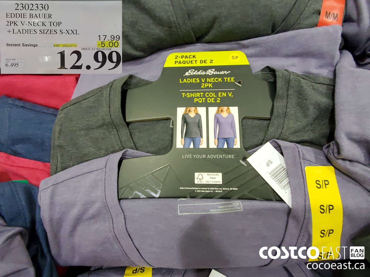 2302330 EDDIE BAUER 2 PK V-NECK TOP +LADIES SIZES S-XXL ($5.00 INSTANT SAVINGS EXPIRES ON 2022-07-31) $12.99