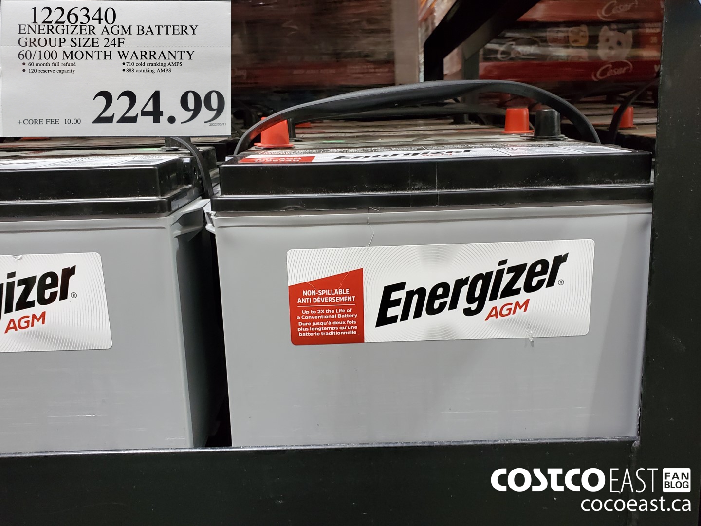 1226340 ENERGIZER AGM BATTERY GROUP SIZE 24F 60/100 MONTH WARRANTY $224.99
