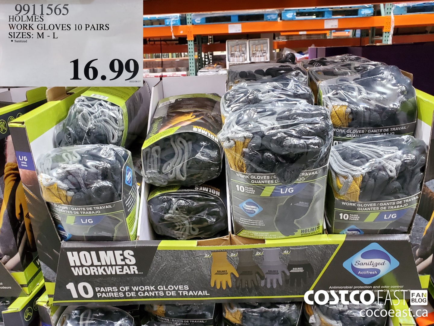 9911565 HOLMES WORK GLOVES PACK OF 10 SIZES: M - L $16.99