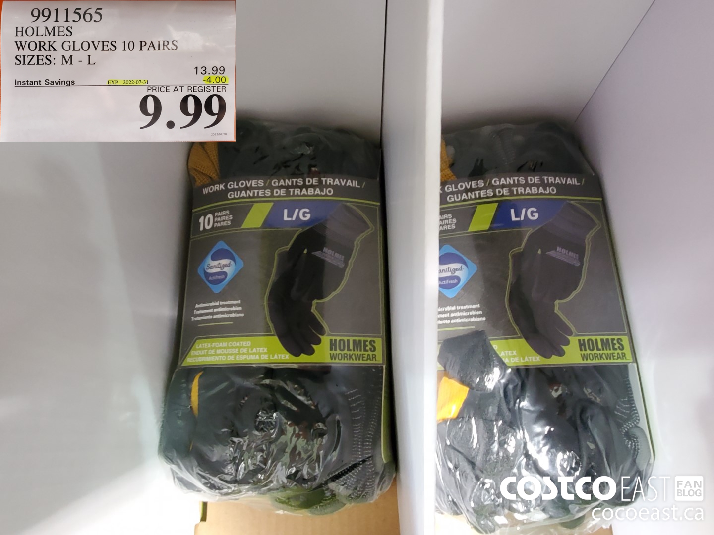 9911565 HOLMES WORK GLOVES PACK OF 10 SIZES: M - L ($4.00 INSTANT SAVINGS EXPIRES ON 2022-07-31) $9.99