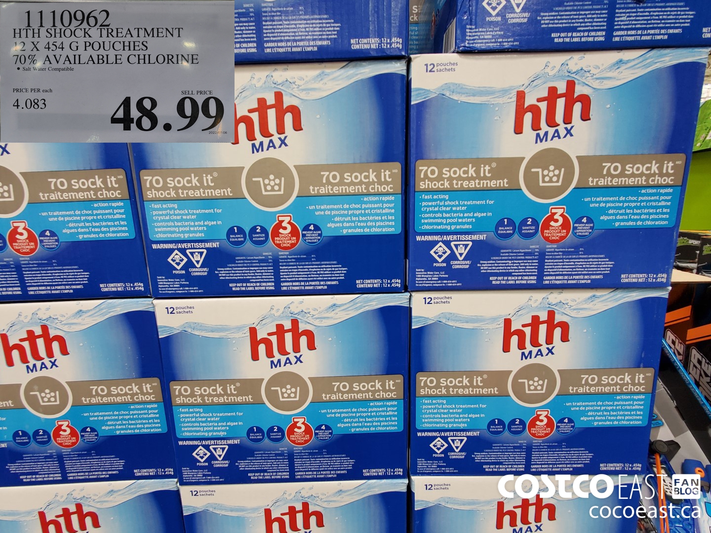 1110962 HTH SHOCK TREATMENT 12 X 454 G POUCHES 70% AVAILABLE CHLORINE $48.99