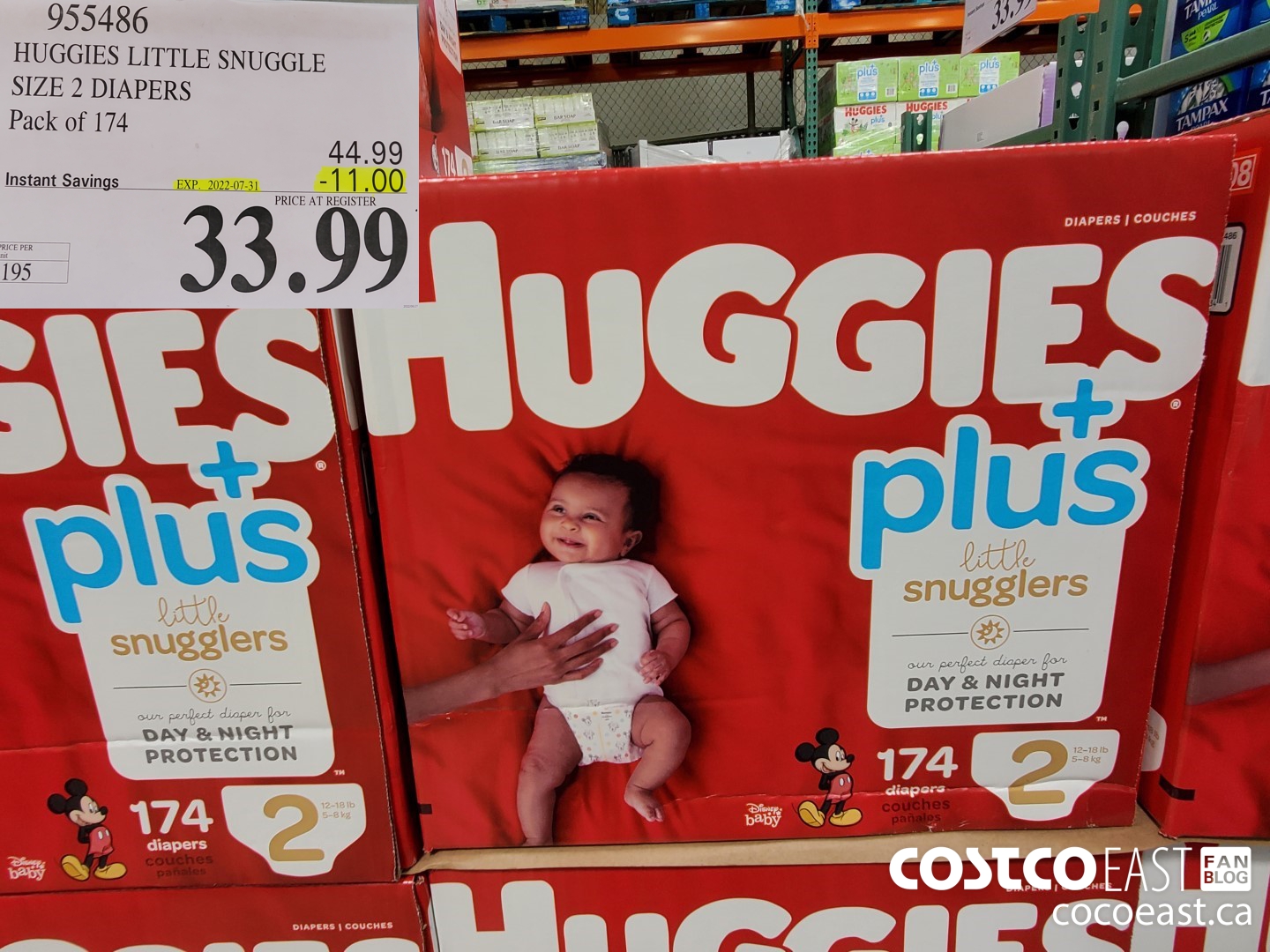 955486 HUGGIES LITTLE SNUGGLE SIZE 2 DIAPERS PACK OF 174 ($11.00 INSTANT SAVINGS EXPIRES ON 2022-07-31) $33.99