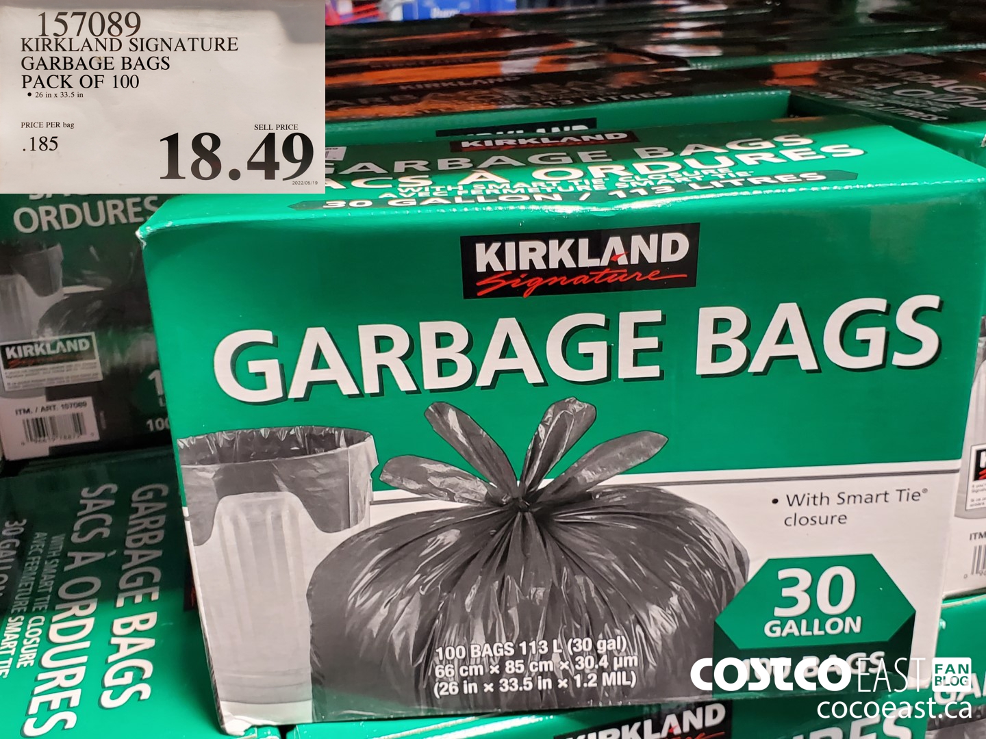 Kirkland Signature Smart Tie Garbage Bags, Pack of 100