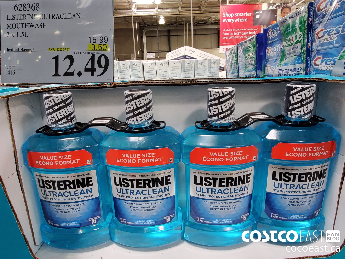 628368 LISTERINE ULTRACLEAN MOUTHWASH 2 X 1.5L ($3.50 INSTANT SAVINGS EXPIRES ON 2022-07-17) $12.49