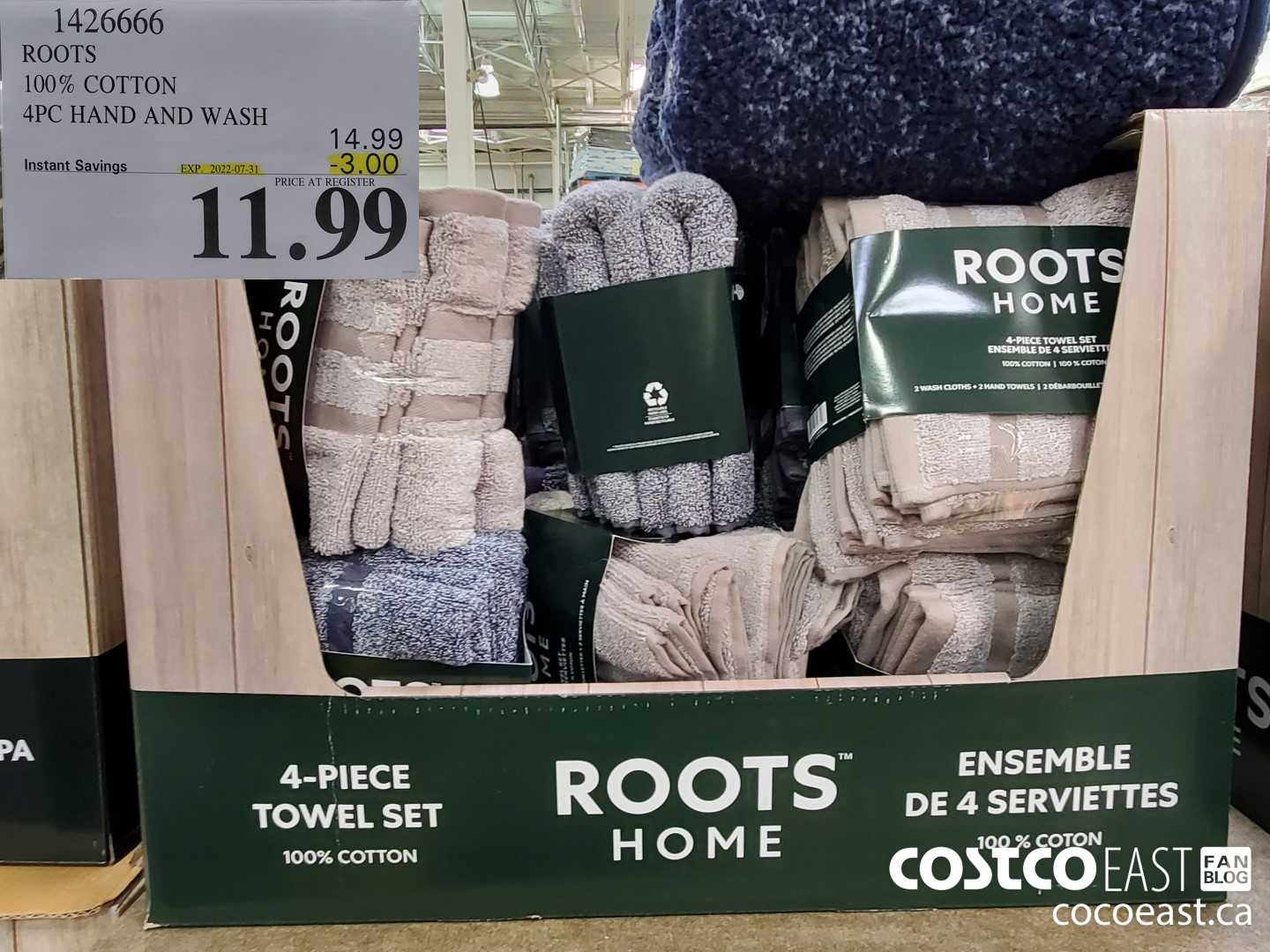 1426666 ROOTS 100% COTTON 4PC HAND AND WASH ($3.00 INSTANT SAVINGS EXPIRES ON 2022-07-31) $11.99