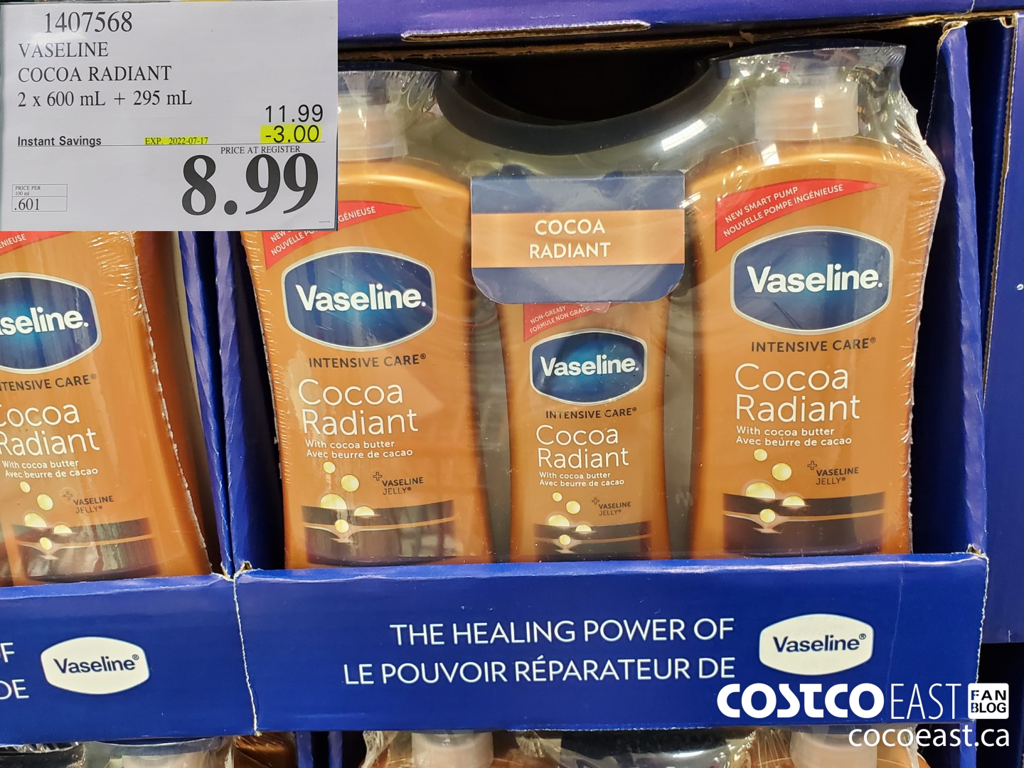 1407568 VASELINE COCOA RADIANT 2x 600 mL + 295 mL ($3.00 INSTANT SAVINGS EXPIRES ON 2022-07-17) $8.99