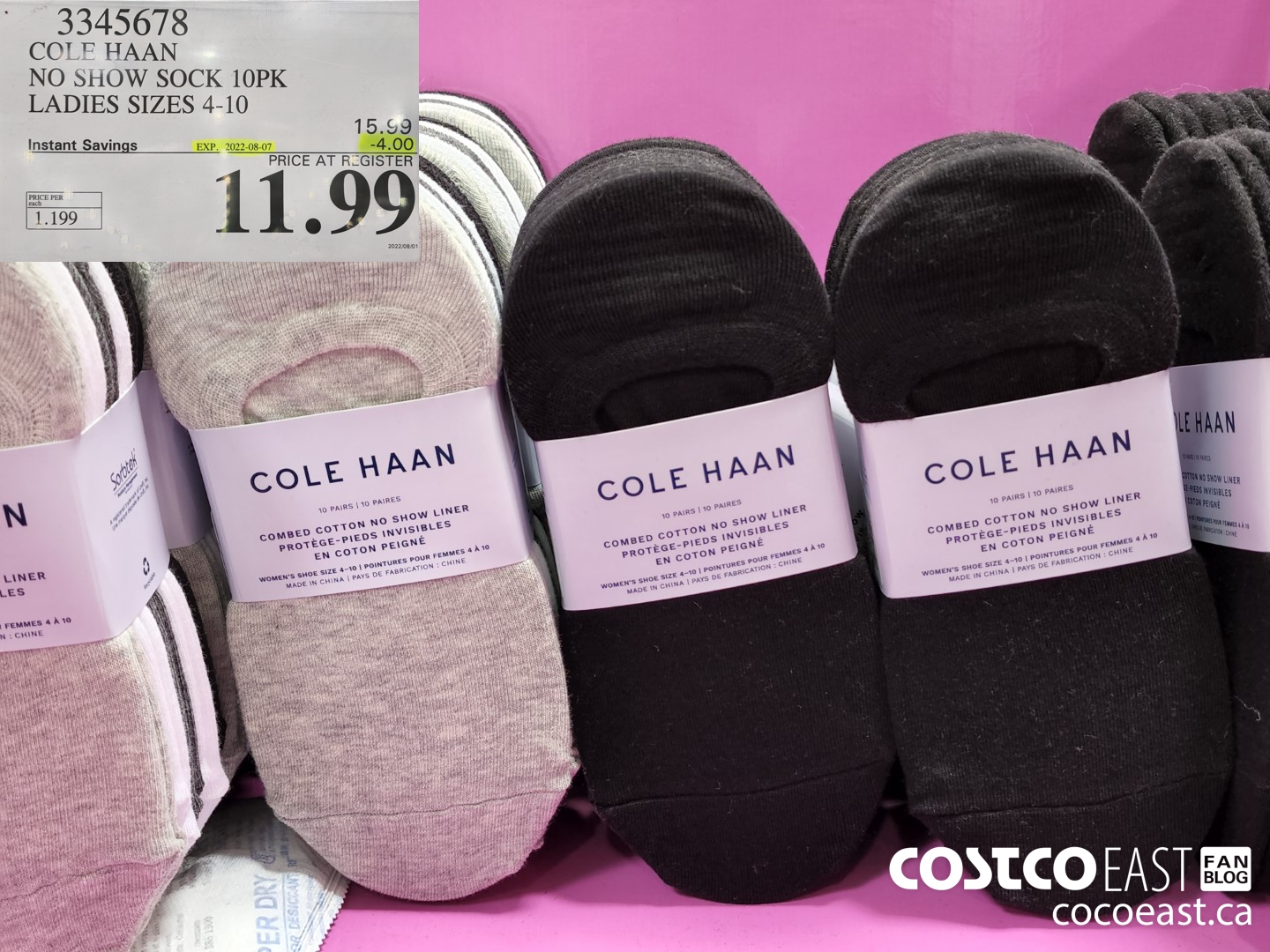 3345678 COLF HAAN NO SHOW SOCK 10PK LADIES SIZES 4-10 ($4.00 INSTANT SAVINGS EXPIRES ON 2022-08-07) $11.99