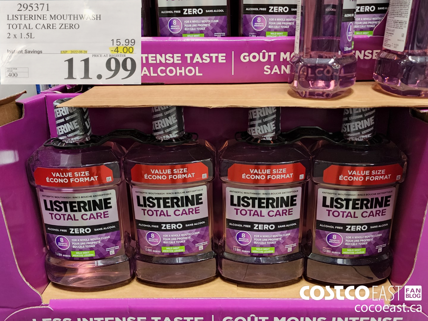 295371 LISTERINE TOTAL CARE MOUTHWASH 2 X 1.5L ($4.00 INSTANT SAVINGS EXPIRES ON 2022-08-28) $11.99