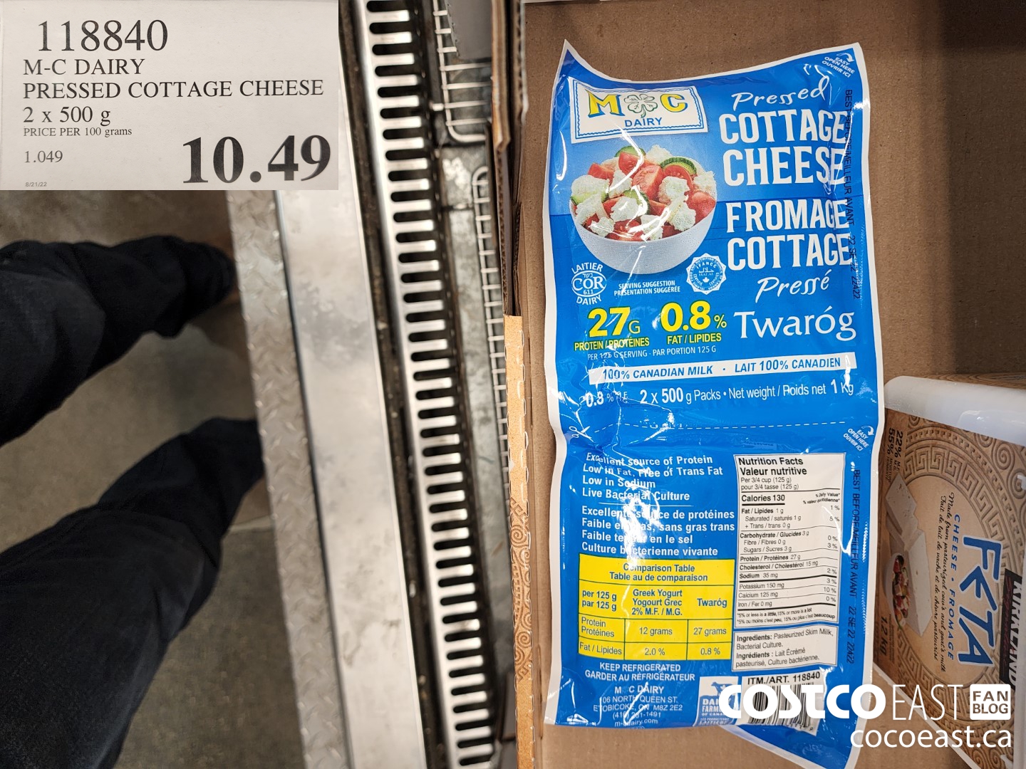 118840 M-C DAIRY PRESSED COTTAGE CHEESE 2 X 500G $10.49