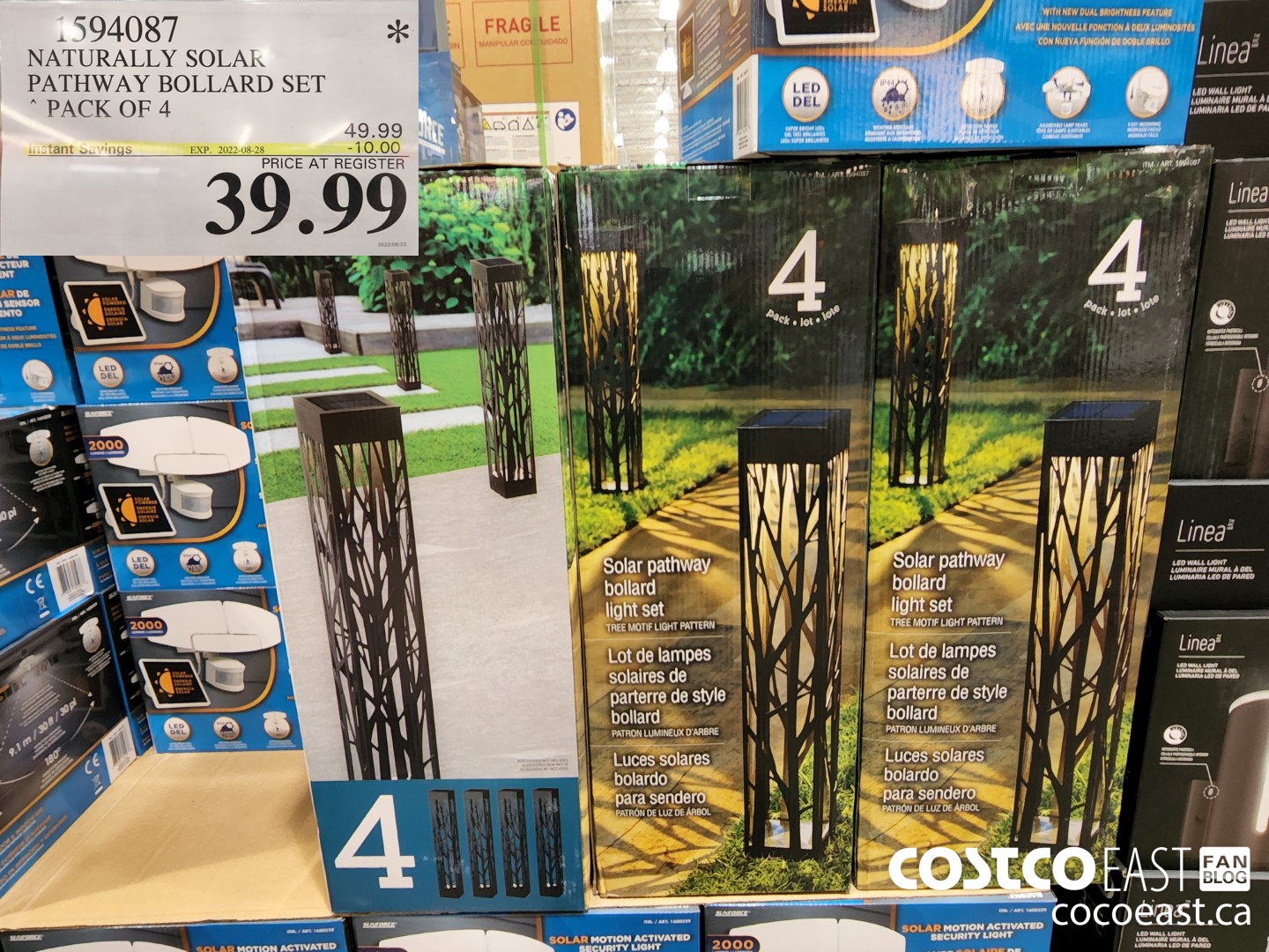 1594087 NATURALLY SOLAR PATHWAY BOLLARD SET 4 PK ($10.00 INSTANT SAVINGS EXPIRES ON 2022-08-28) $39.99