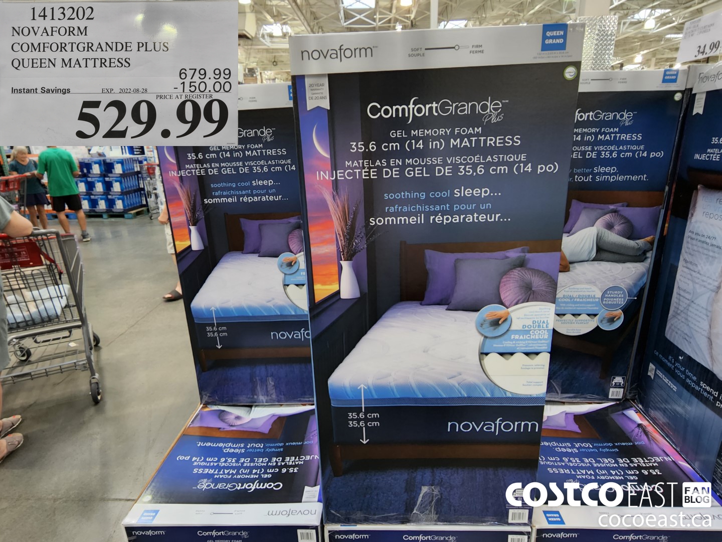 1413202 NOVAFORM COMFORTGRANDE PLUS QUEEN MATTRESS ($150.00 INSTANT SAVINGS EXPIRES ON 2022-08-28) $529.99