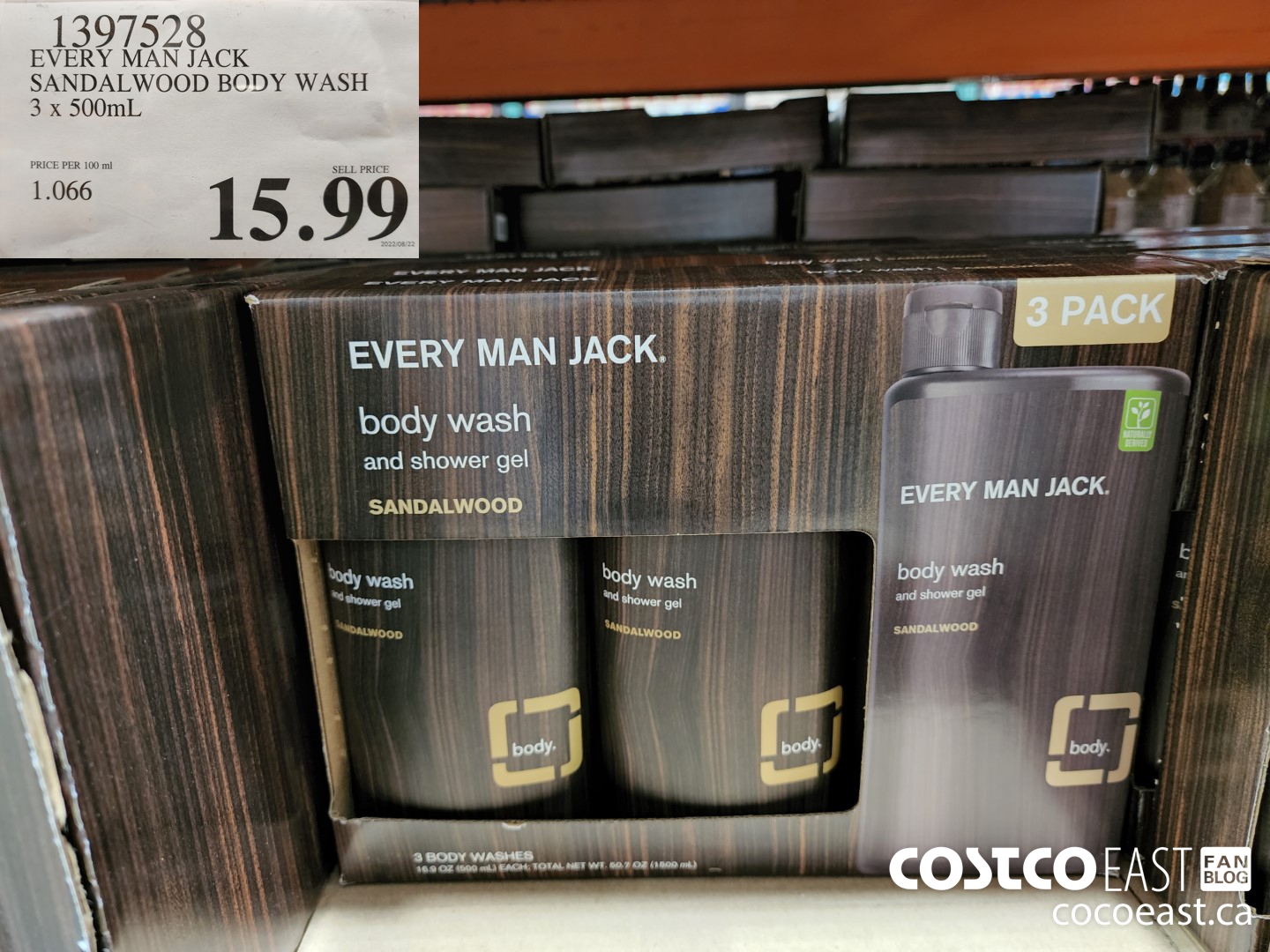 1397528 REDPATH GOLDEN YELLOW SUGAR 2 kg EVERY MAN JACK SANDALWOOD BODY WASH 3 X 500ML $15.99