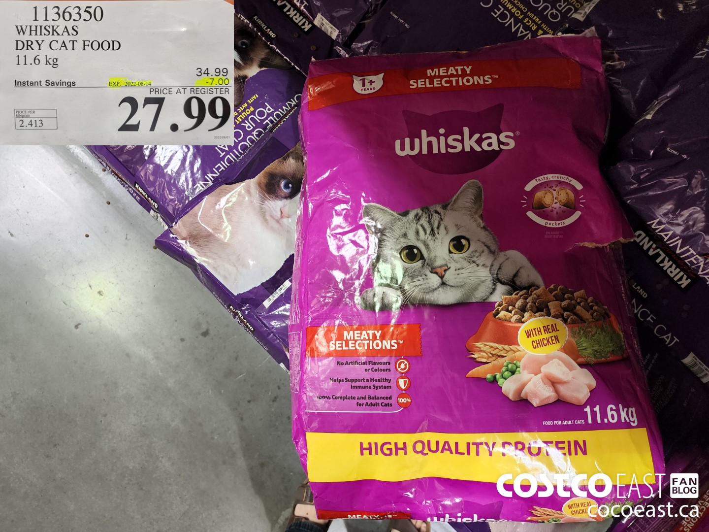 1136350 WHISKAS DRY CAT FOOD 11.6 kg ($7.00 INSTANT SAVINGS EXPIRES ON 2022-08-14) $27.99