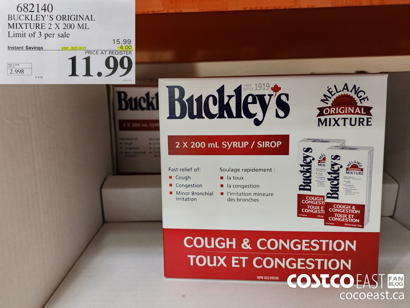 682140 BUCKLE ORIGINAL MIXTURE 2 X 200 ML LIMIT OF 3 PER SALE ($4.00 INSTANT SAVINGS EXPIRES ON 2022-09-25) $11.99