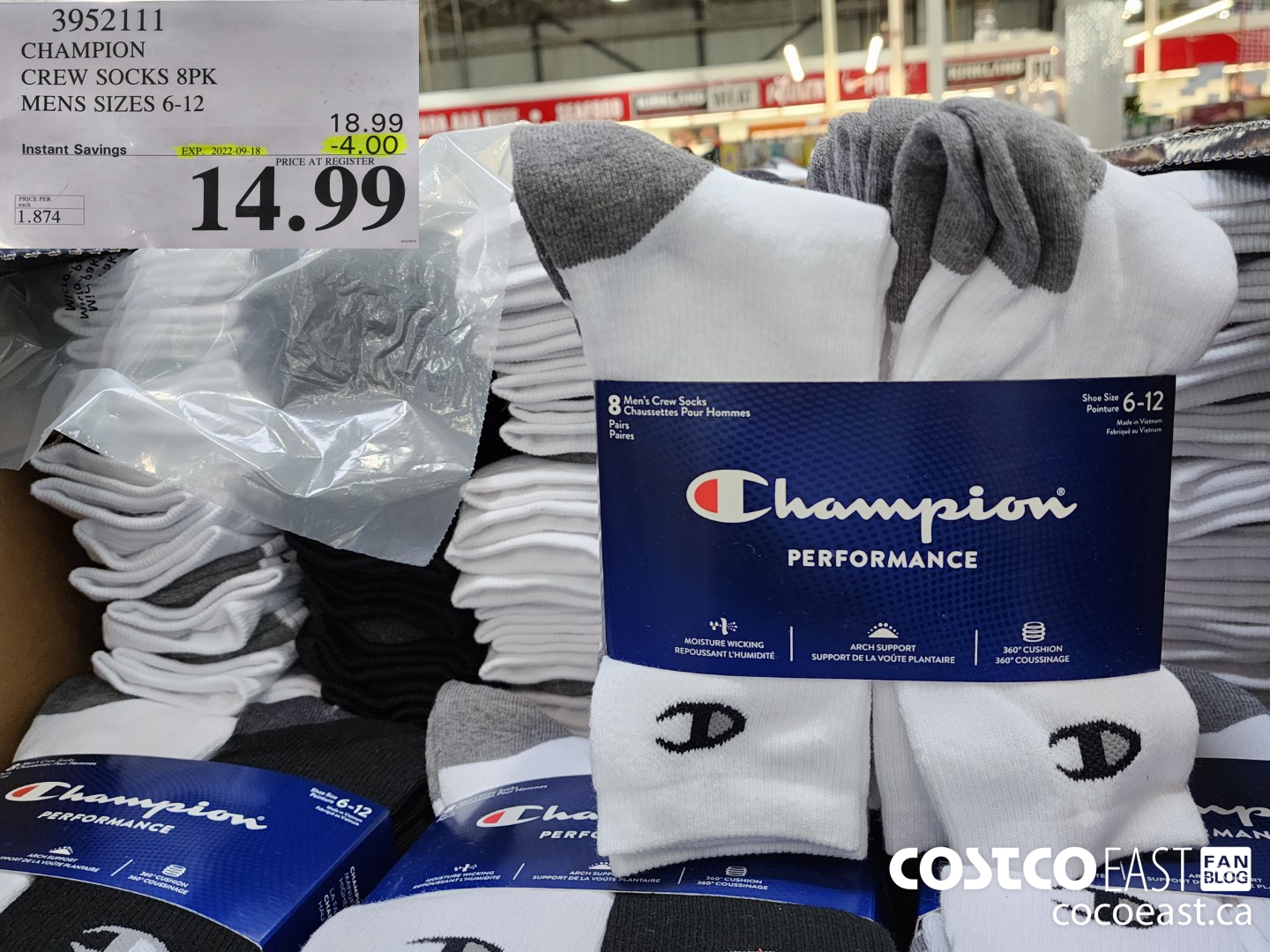 CHAMPION CREW SOCKS 8PK MENS SIZES 6-12 at Costco McGillivray Winnipeg