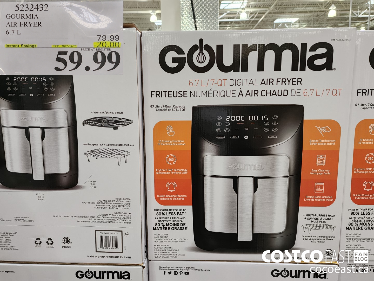 This Gourmia 7-Quart Digital Air Fryer, is just $39.99 in Store NOW Through  April 3, 2022 From Costco 