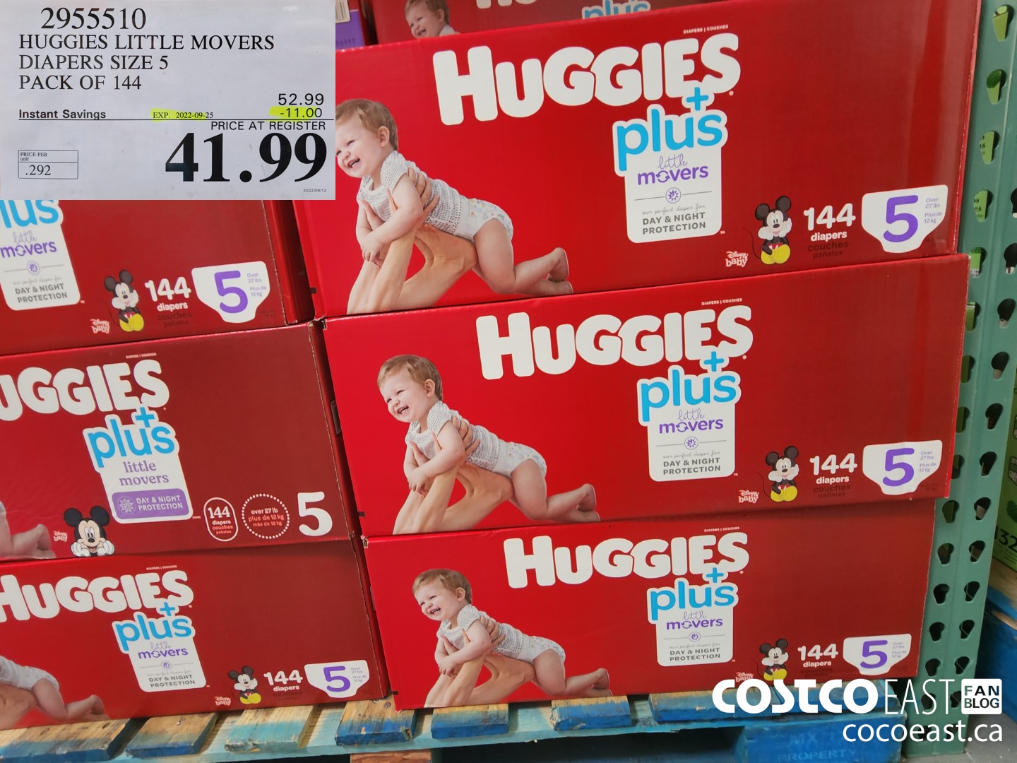 2955510 HUGGIES LITTLE MOVERS DIAPERS SIZE 5 PACK OF 144 ($11.00 INSTANT SAVINGS EXPIRES ON 2022-09-25) $41.99