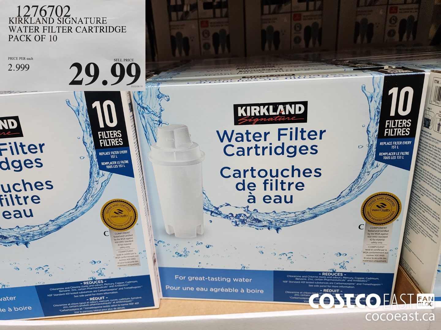 1276702 KIRKLAND SIGNATURE WATER FILTER CARTRIDGE PACK OF 10 $29.99