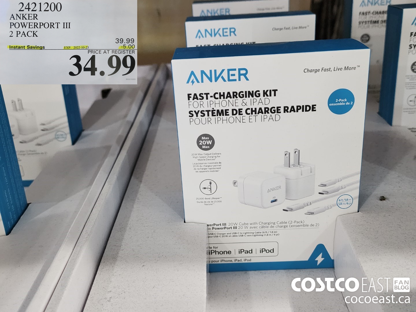 2421200 ANKER POWERPORT III 2 PACK ($5.00 INSTANT SAVINGS EXPIRES ON 2022-10-23) $34.99
