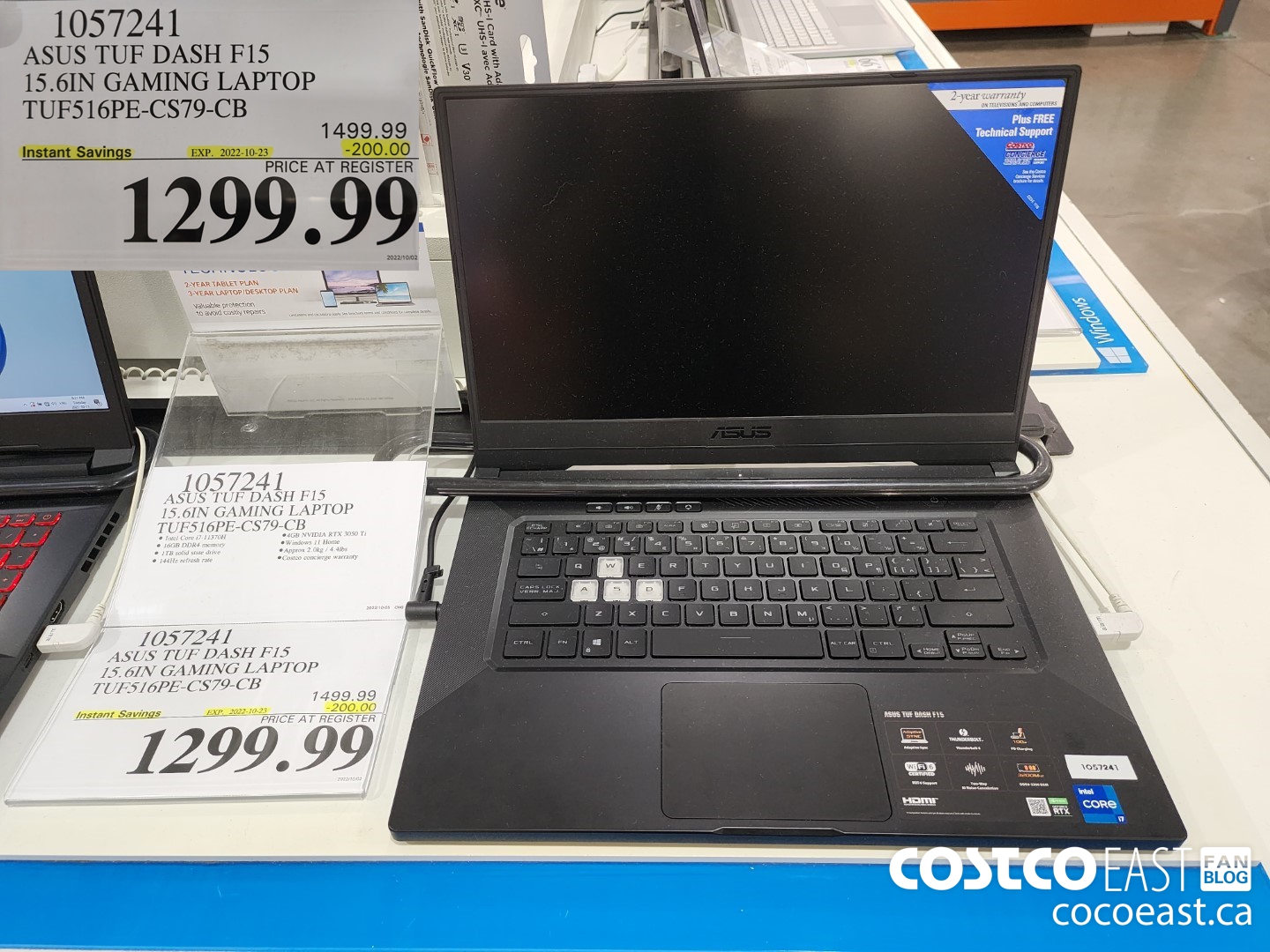 1057241 ASUS TUF DASH F15 15.6IN GAMING LAPTOP TUF516PE-CS79-CB ($200.00 INSTANT SAVINGS EXPIRES ON 2022-10-23) $1299.99