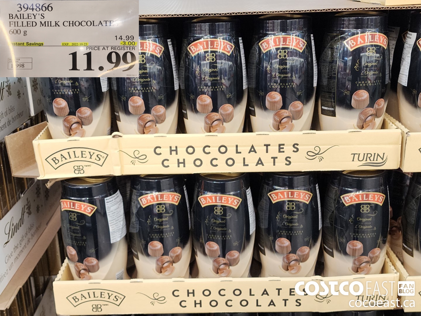 394866 BAILEY'S FILLED MILK CHOCOLATES 600G ($3.00 INSTANT SAVINGS EXPIRES ON 2022-10-23) $11.99