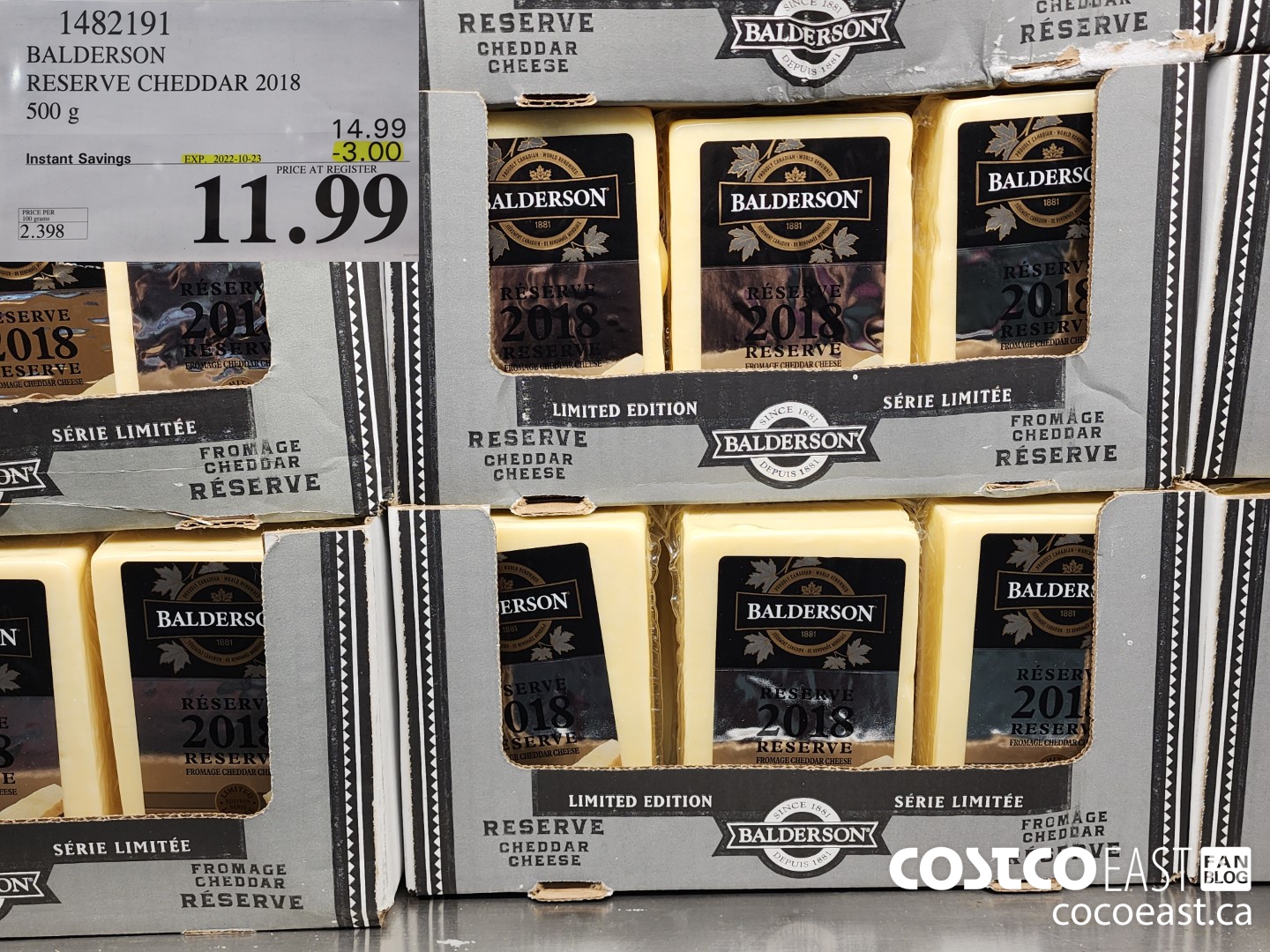 1482191 BALDERSON RESERVE CHEDDAR 2018 500 g ($3.00 INSTANT SAVINGS EXPIRES ON 2022-10-23) $11.99