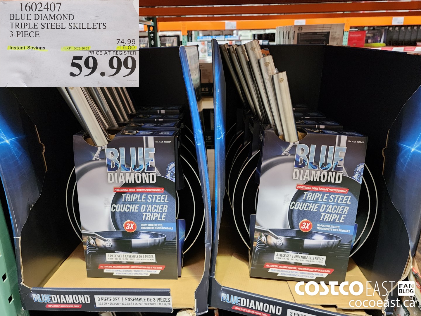 1602407 BLUE DIAMOND TRIPLE STEEL SKILLETS 3 PIECE ($15.00 INSTANT SAVINGS EXPIRES ON 2022-10-23) $59.99