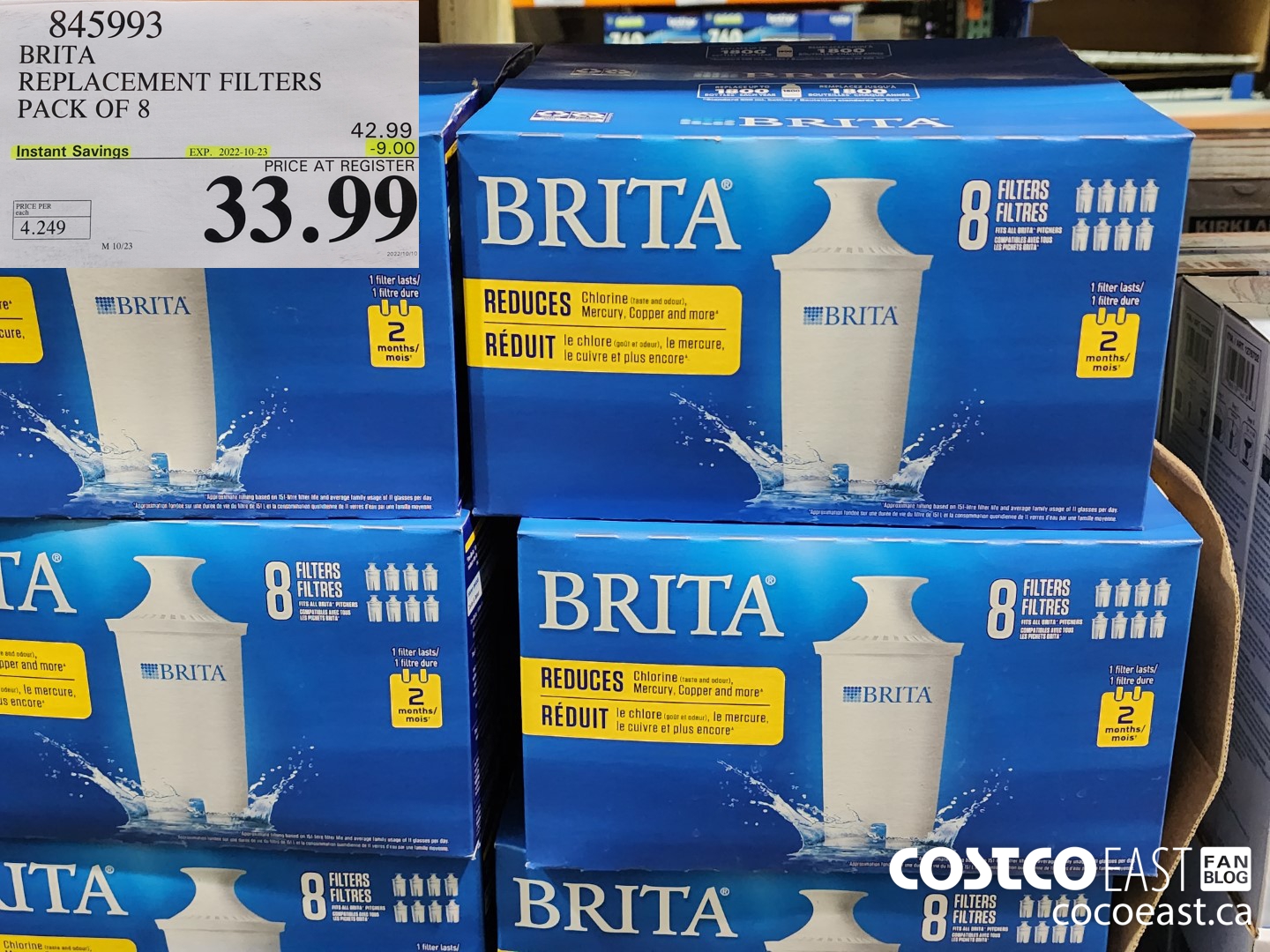 845993 BRITA REPLACEMENT FILTERS PACK OF 8 ($9.00 INSTANT SAVINGS EXPIRES ON 2022-10-23) $33.99