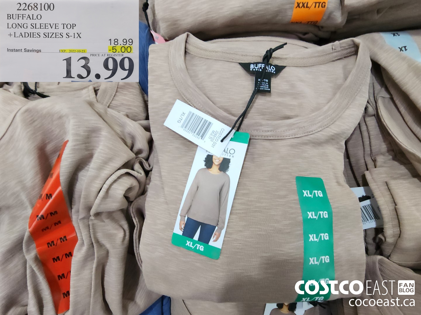 2268100 BUFFALO LONG SLEEVE TOP +LADIES SIZES S-1X ($5.00 INSTANT SAVINGS EXPIRES ON 2022-10-23) $13.99