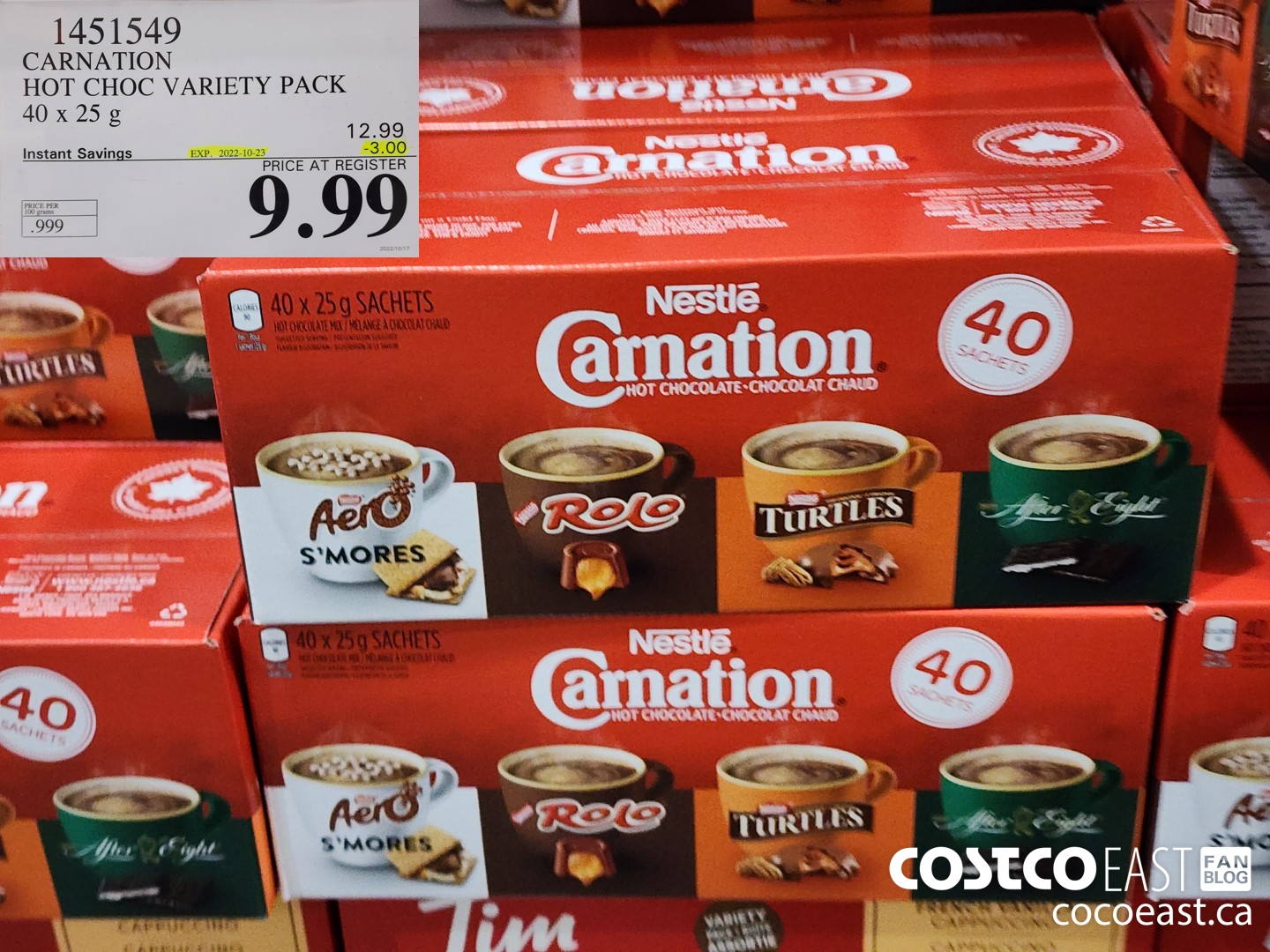 1451549 CARNATION HOT CHOC VARIETY PACK 40 x 25 g ($3.00 INSTANT SAVINGS EXPIRES ON 2022-10-23) $9.99