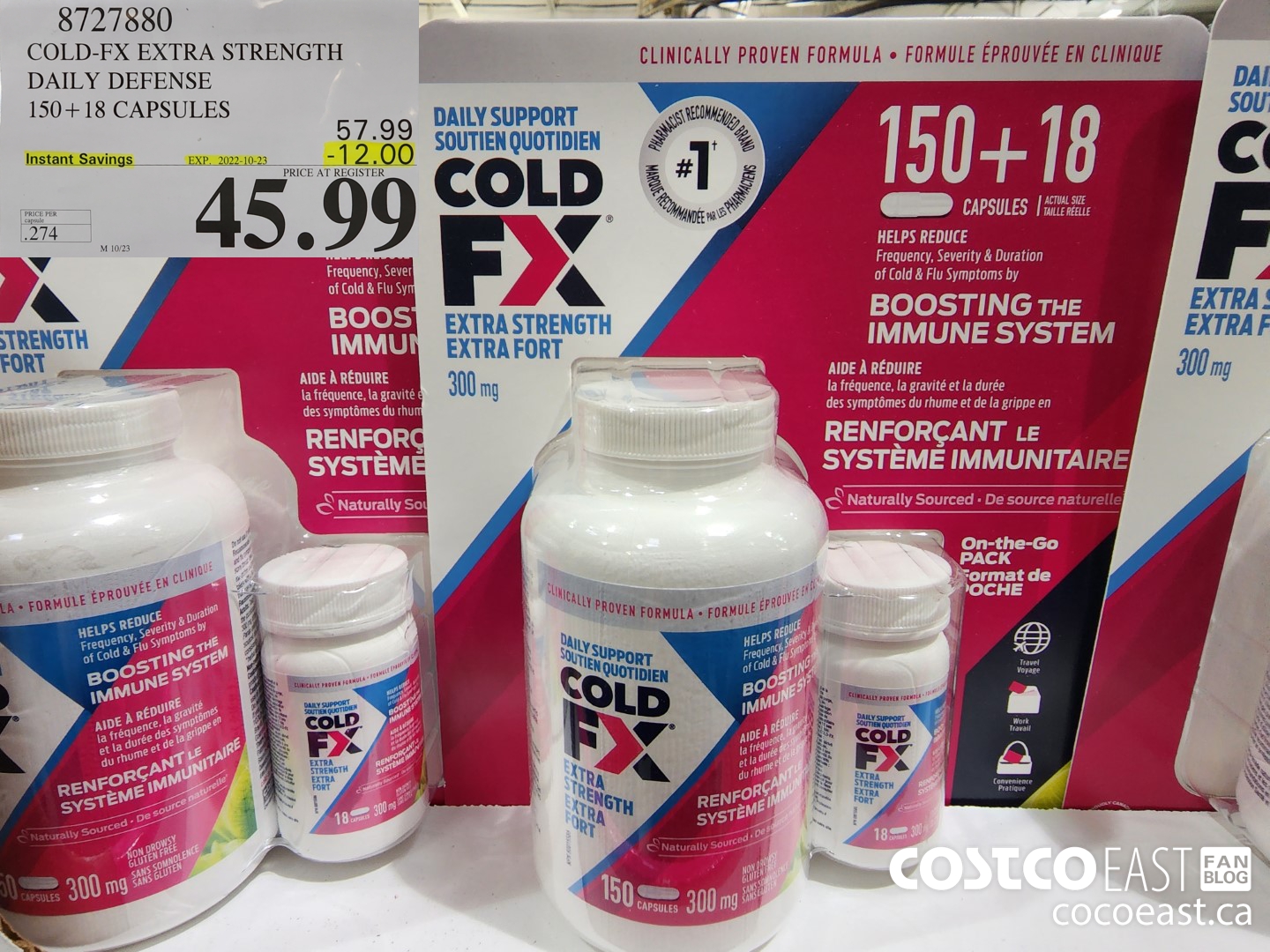 8727880 COLD-FX EXTRA STRENGTH DAILY DEFENSE 150 + 18 CAPSULES ($12.00 INSTANT SAVINGS EXPIRES ON 2022-10-23) $45.99