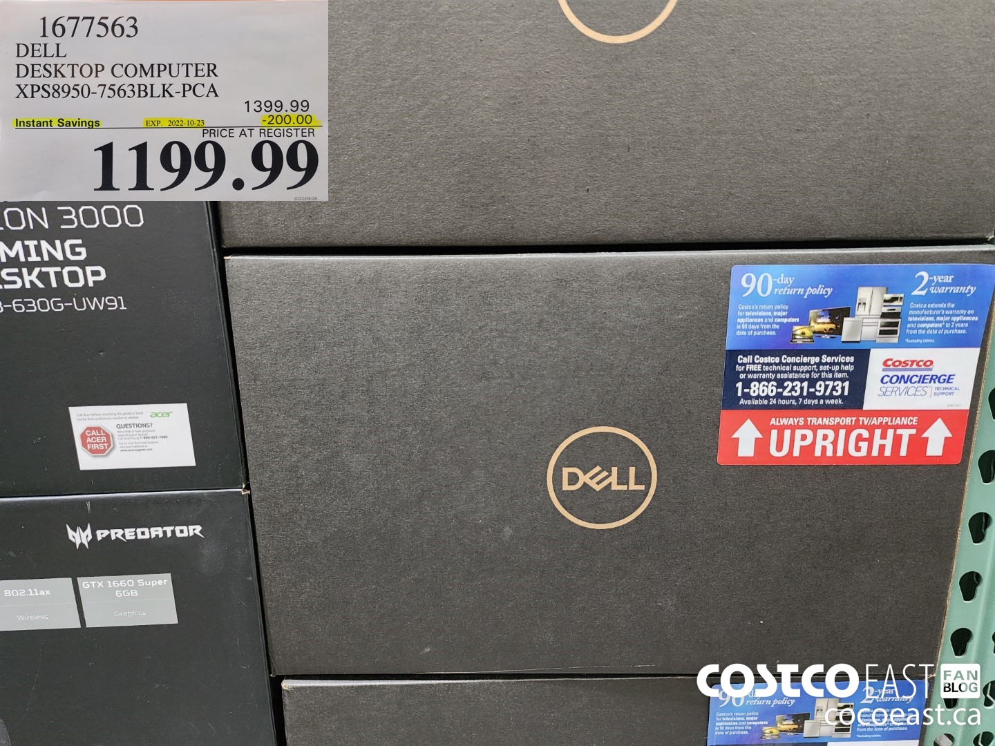 1677563 DELL DESKTOP COMPUTER XPS8950-7563BLK-PCA ($200.00 INSTANT SAVINGS EXPIRES ON 2022-10-23) $1199.99