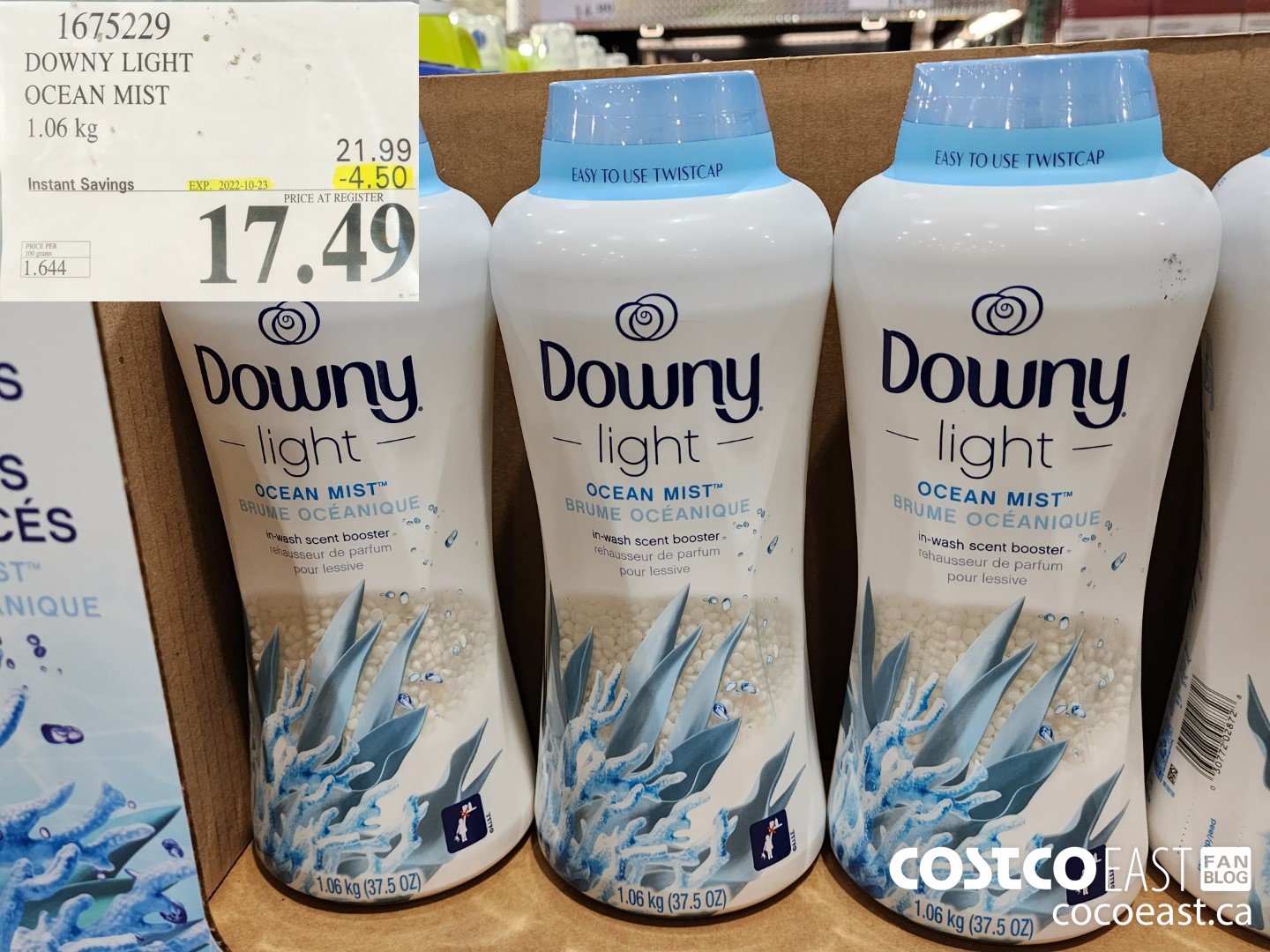 1675229 DOWNY LIGHT OCEAN MIST 1.06 KG ($4.50 INSTANT SAVINGS EXPIRES ON 2022-10-23) $17.49