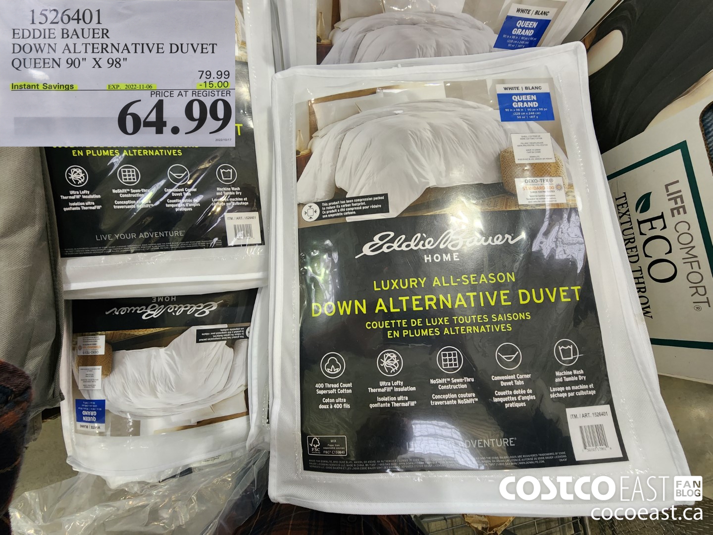 1526401 EDDIE BAUER DOWN ALTERNATIVE DUVET QUEEN 90