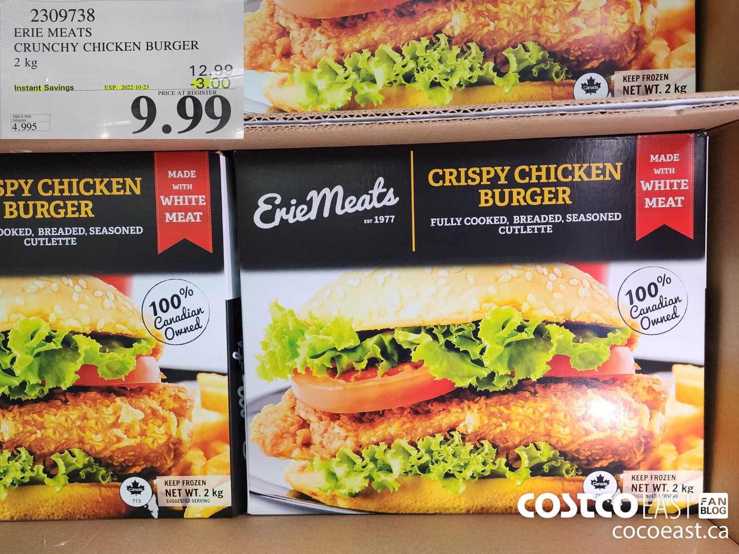 2309738 ERIE MEATS CRUNCHY CHICKEN BURGER 2kg ($3.00 INSTANT SAVINGS EXPIRES ON 2022-10-23) $9.99