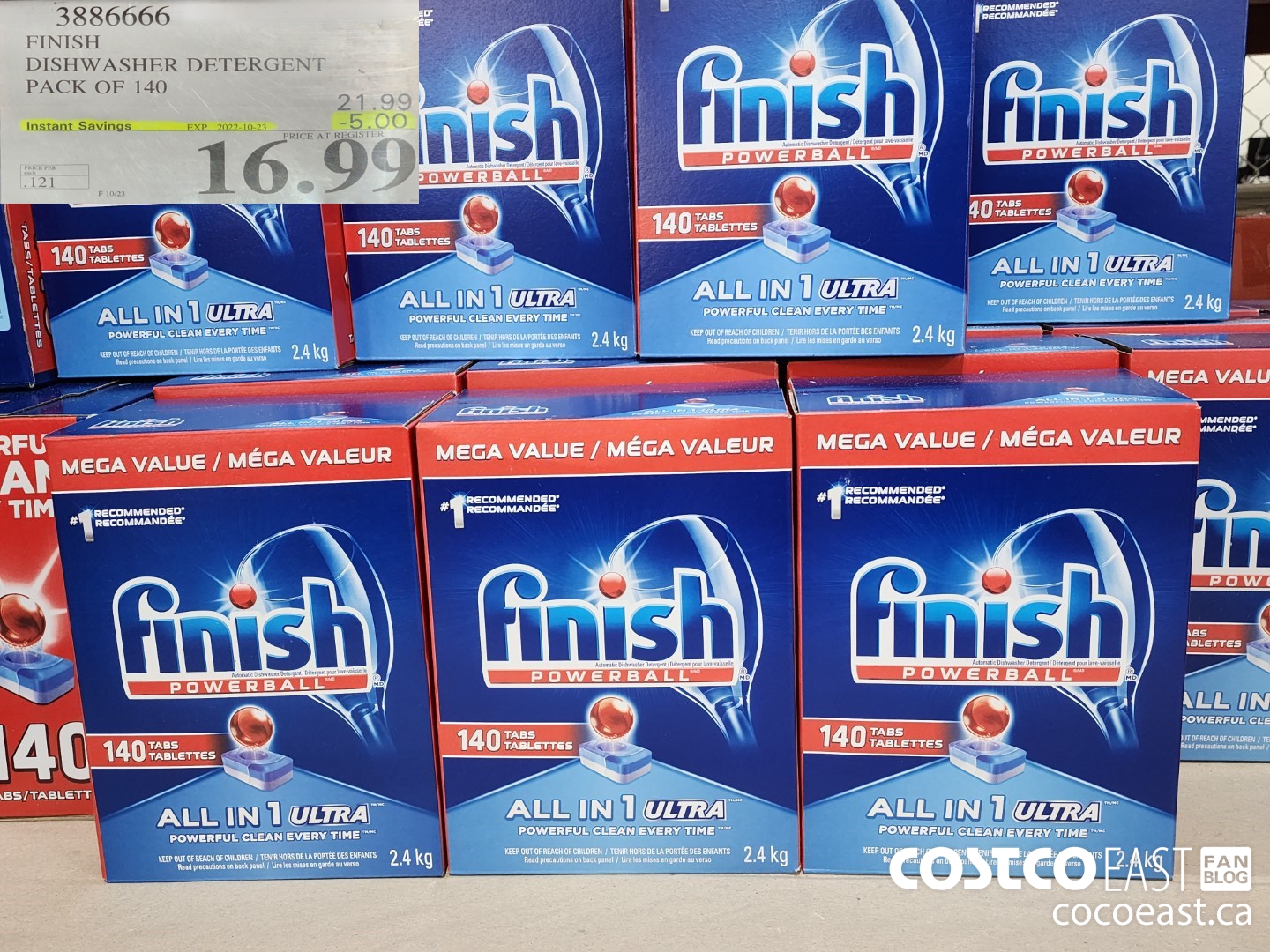 3886666 FINISH DISHWASHER DETERGENT 140 tabs ($5.00 INSTANT SAVINGS EXPIRES ON 2022-10-23) $16.99