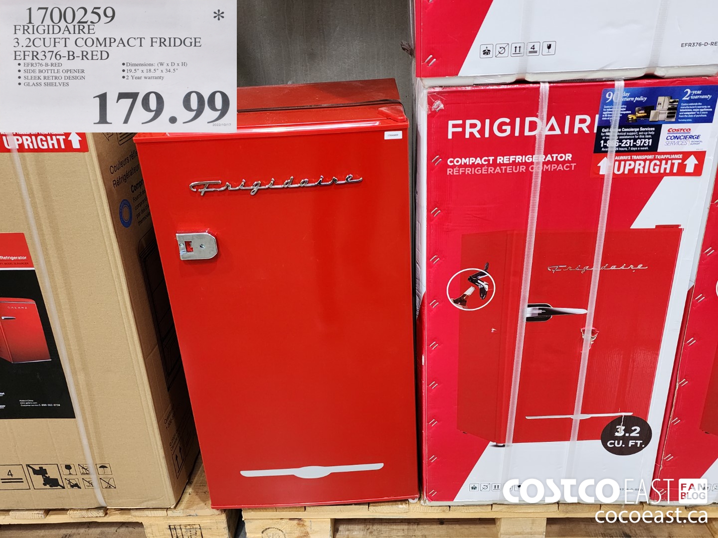 1700259 FRIGIDAIRE 3.2CUFT COMPACT FRIDGE EFR376-B-RED $179.99