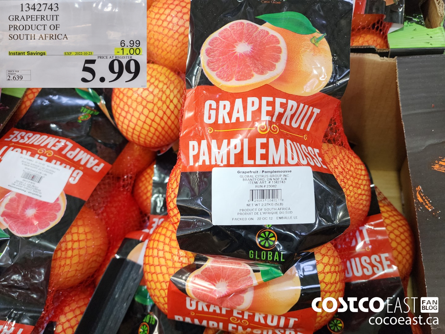 1342743 GRAPEFRUIT PRODUCT OF SOUTH AFRICA ($1.00 INSTANT SAVINGS EXPIRES ON 2022-10-23) $5.99