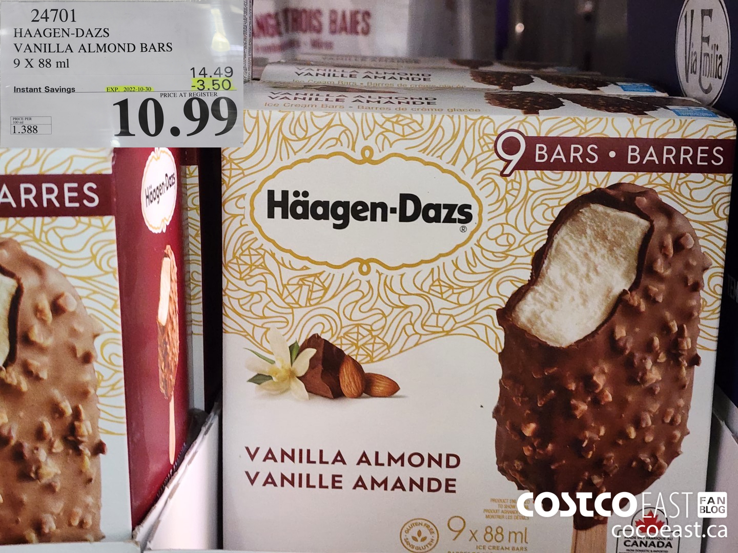 24701 HAAGAN-DAZS VANILLA ALMOND BARS 9 X 88 ML ($3.50 INSTANT SAVINGS EXPIRES ON 2022-10-30) $10.99