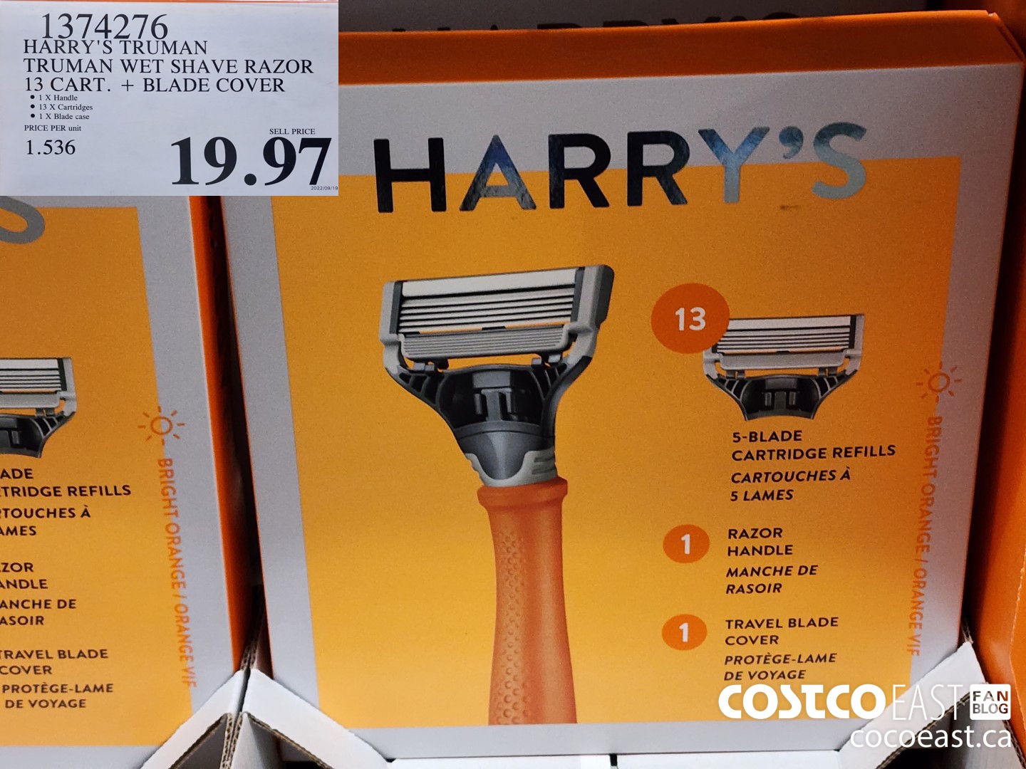 1374276 HARRY'S TRUMAN TRUMAN WET SHAVE RAZOR 13 CART. + BLADE COVER $19.97