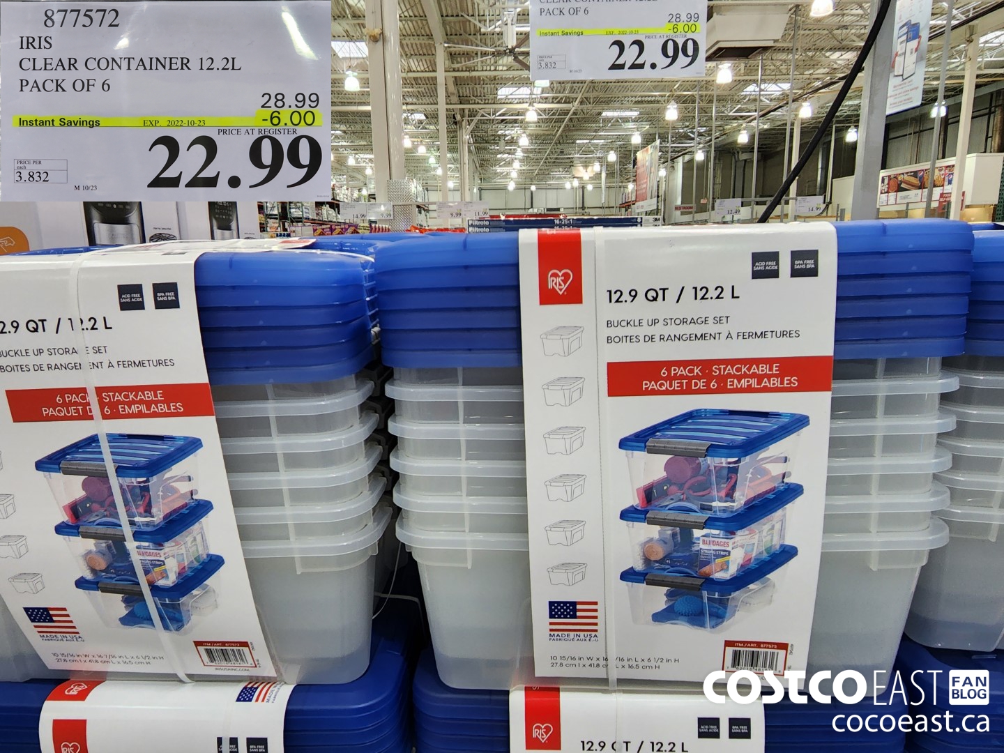 877572 IRIS CLEAR CONTAINER 12.2L PACK OF 6 ($6.00 INSTANT SAVINGS EXPIRES ON 2022-10-23) $22.99