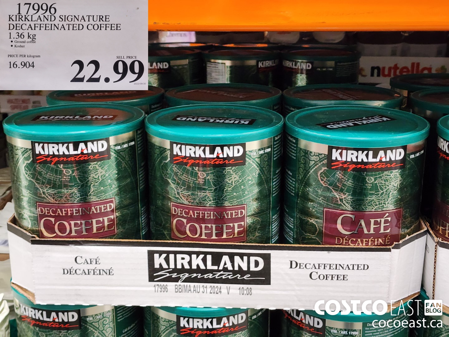 Kirkland Signature Decaffeinated Coffee, Dark Roast, 3 lbs, 1.3kg